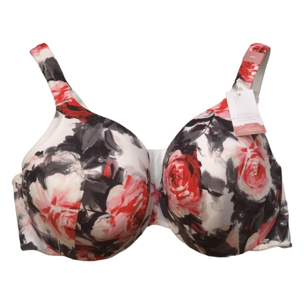 Cacique Floral Lightly Lined Full Coverage Underwire Bra. NWT. Size 42C